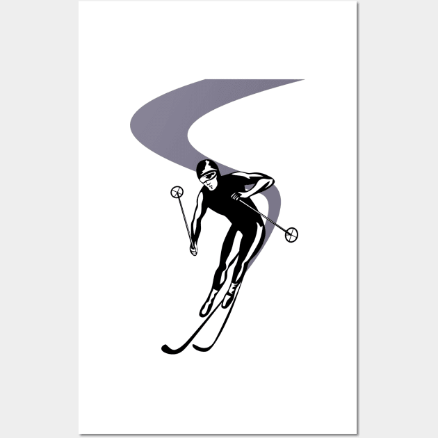 Slalom Skiing Retro Wall Art by retrovectors